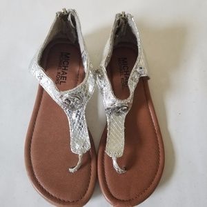 Michael Kors Mellisa Kids Girls Silver Flats Sanda